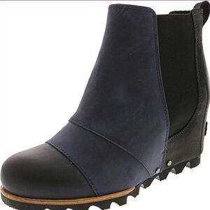 Sorel LEA Wedge Leather Ankle Boots Waterproof Black Size 8